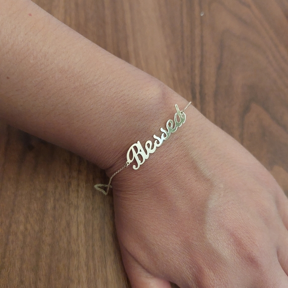 14k Blessed Glam Name Bracelet Solid Gold - Picture 4 of 5